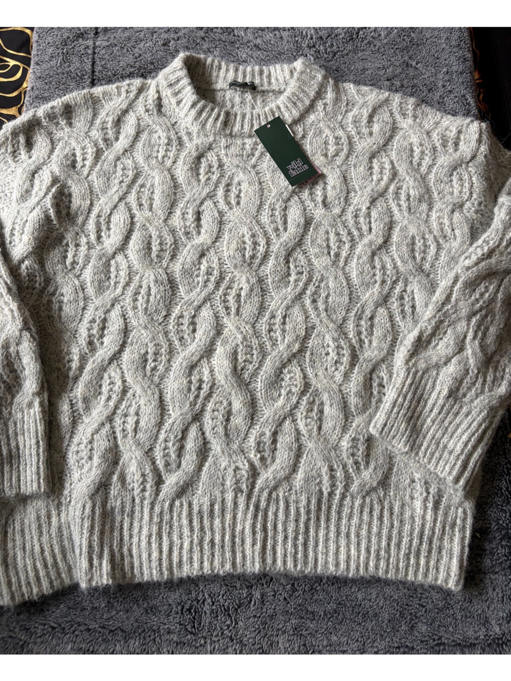 Cable Knit Sweater in Gray NWT